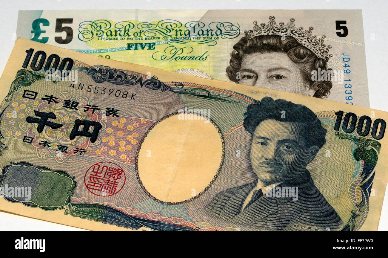 Japanese Yen And UK Pound Bank Notes Stock Photo Alamy