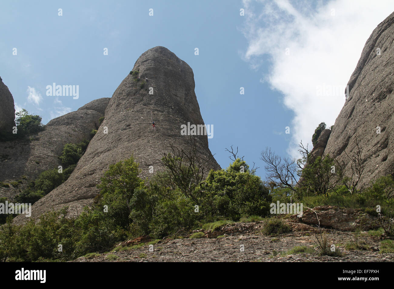 Mountain popular with rock climbers on Montserrat massif, Catalonia Stock Photo