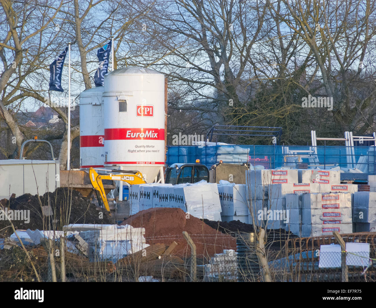 Euromix Silo Mixing Station on a Construction Site, UK Stock Photo