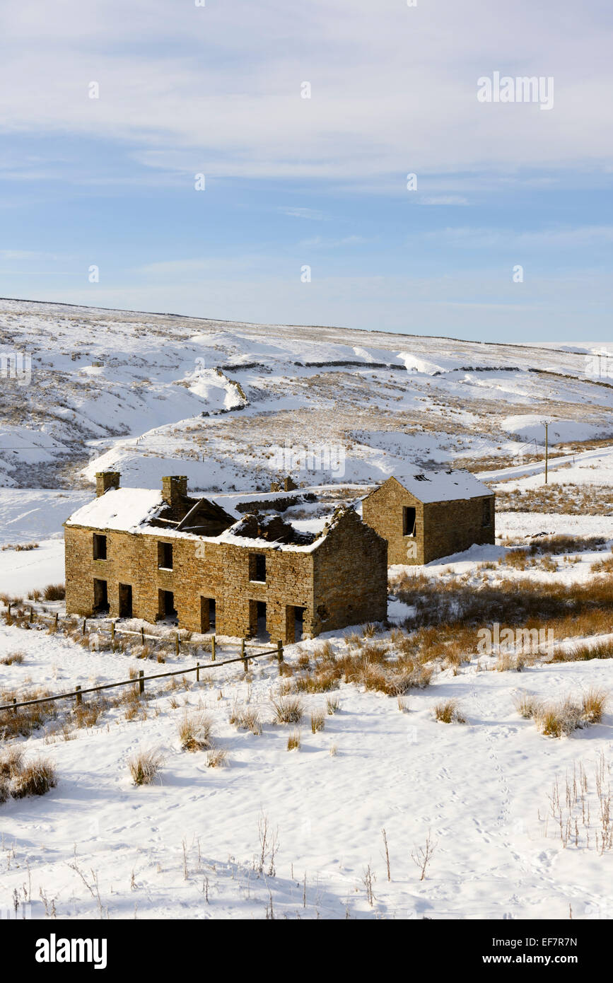 Abandoned buildings at Groverake mine in County Durham Stock Photo