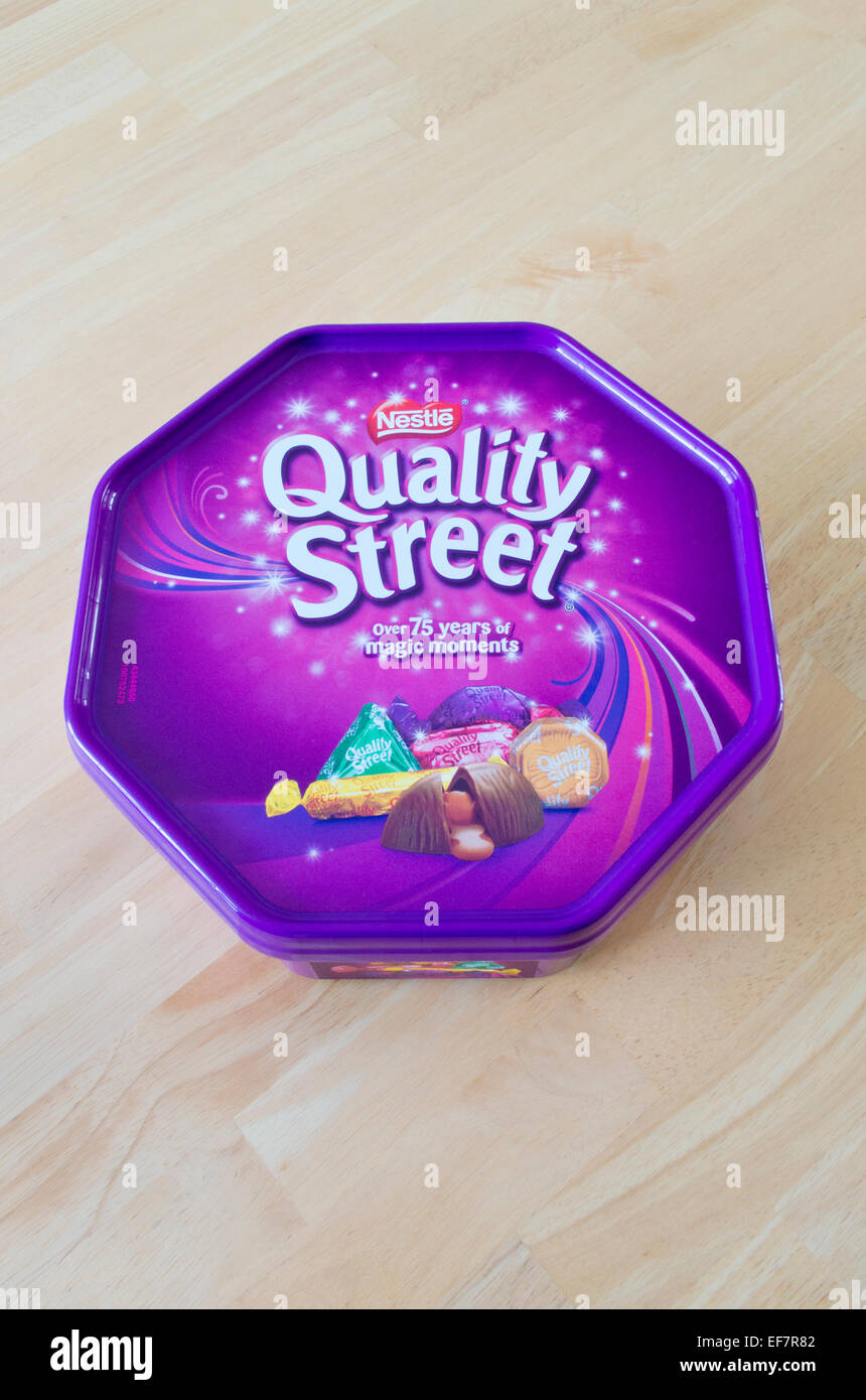 Tub of Quality Street Sweets, UK Stock Photo Alamy