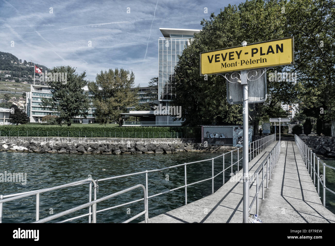 Nestle Headquarter,  Lake Geneva, Swiss Alps,  Switzerland Stock Photo