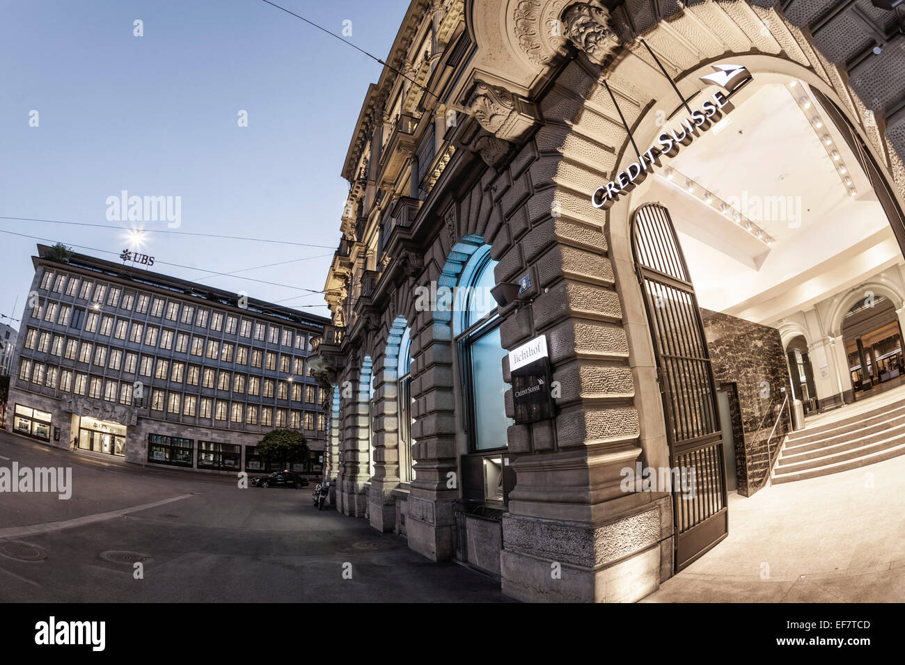 Paradeplatz, Credit Suisse, UBS,   Switzerland, Zurich, Stock Photo