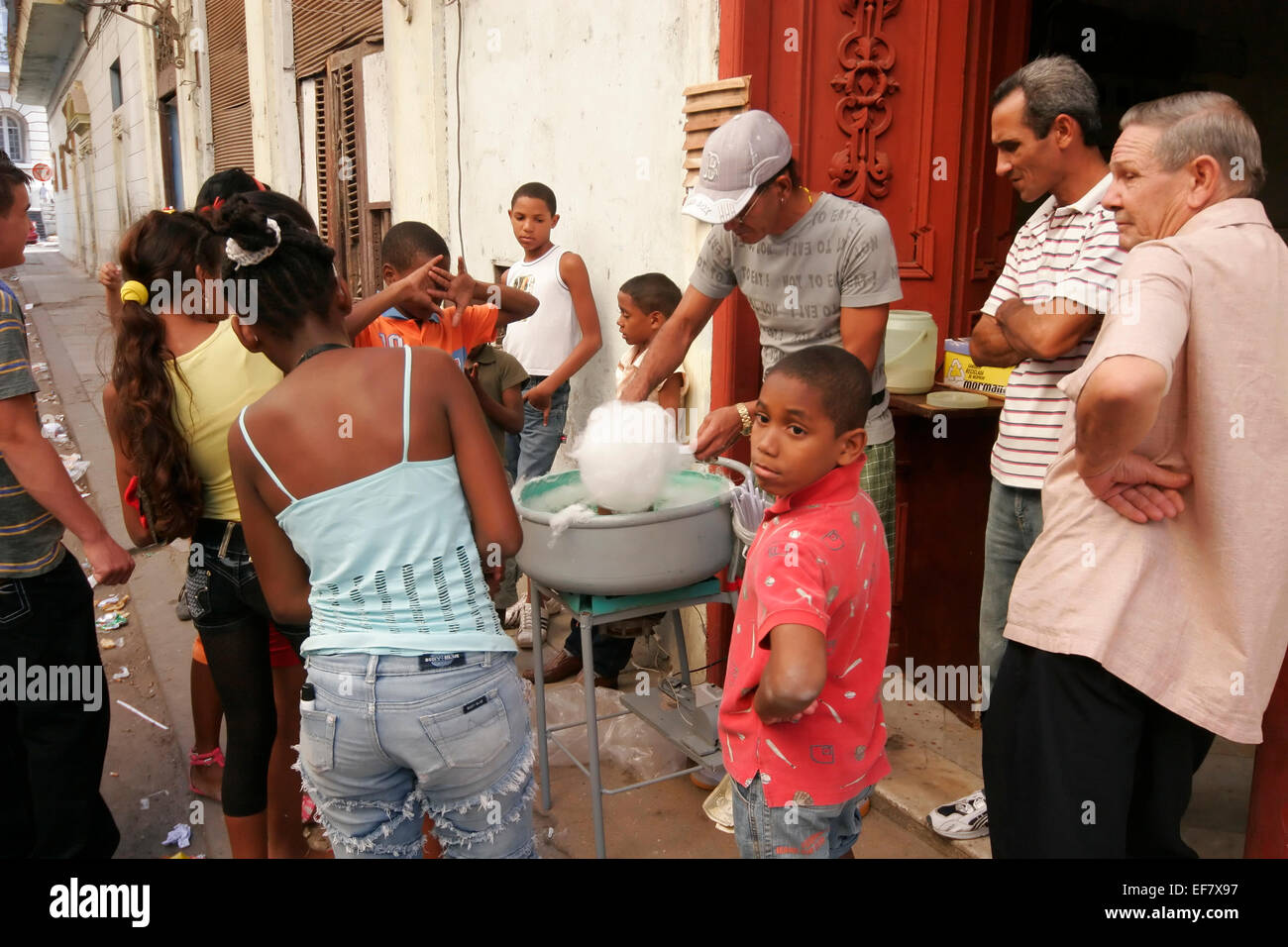 Cotton candy on sale in the street of Havana, Cuba Stock Photo