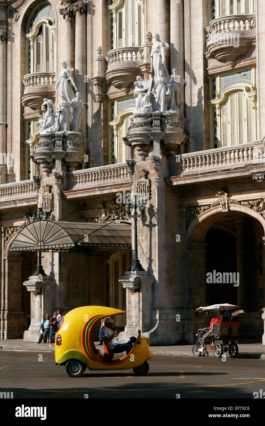 Yellow coco taxi in Havana, Cuba Stock Photo
