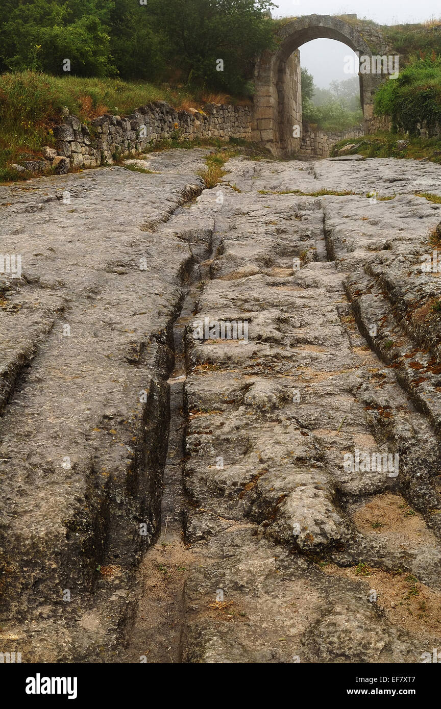 Ancient grooves of city road Stock Photo Alamy