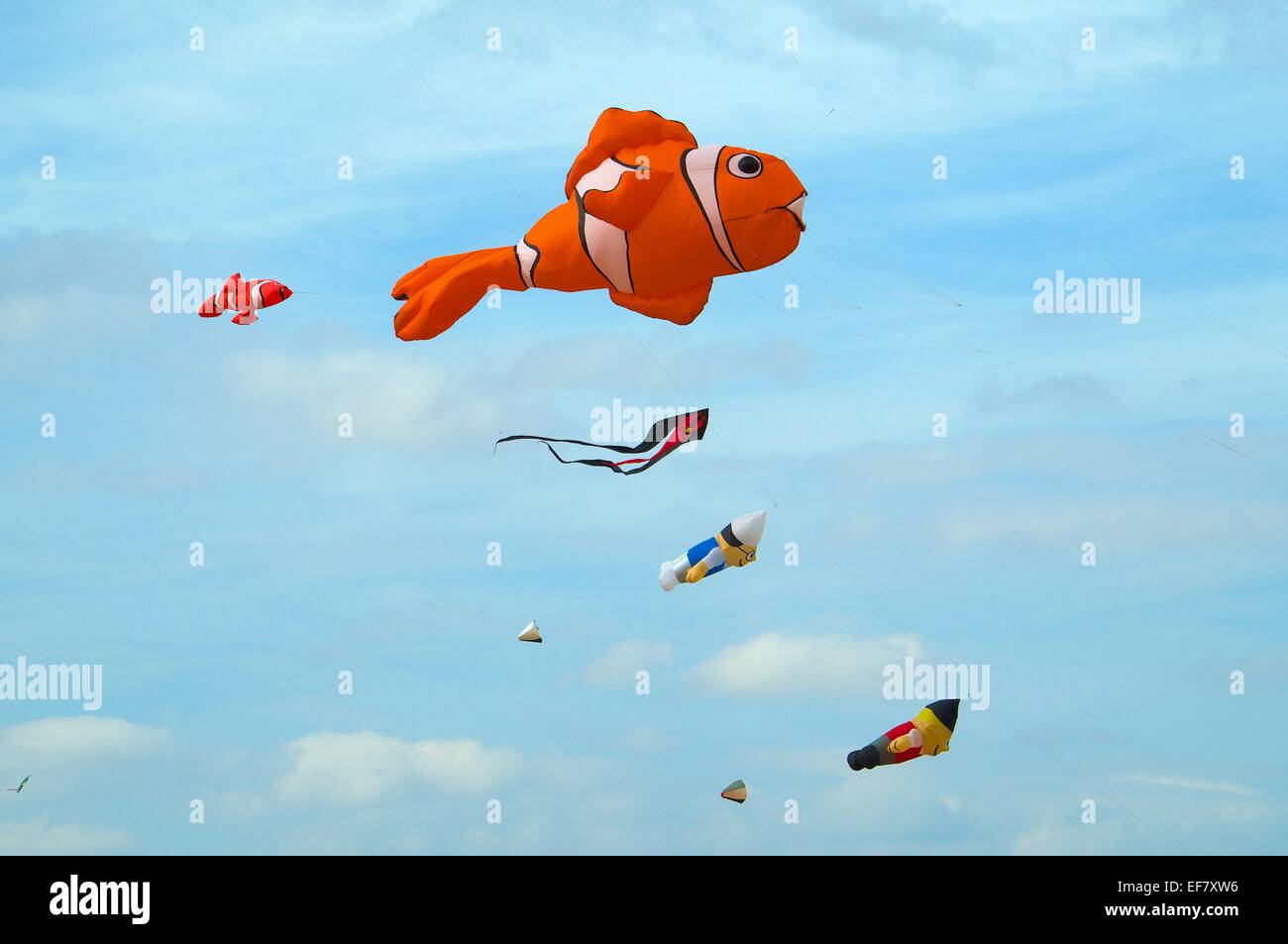 Clown fish kite & gnome kite. Silloth Kite Festival, Silloth, Cumbria