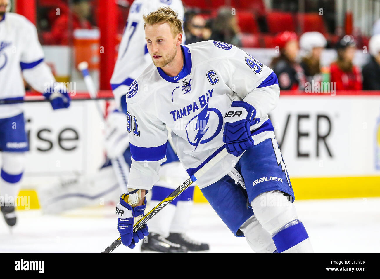 Tampa Bay Lightning center Steven Stamkos (91) during the NHL game between  the Tampa Bay Lightning and the Carolina Hurricanes at the PNC Arena Stock  Photo - Alamy