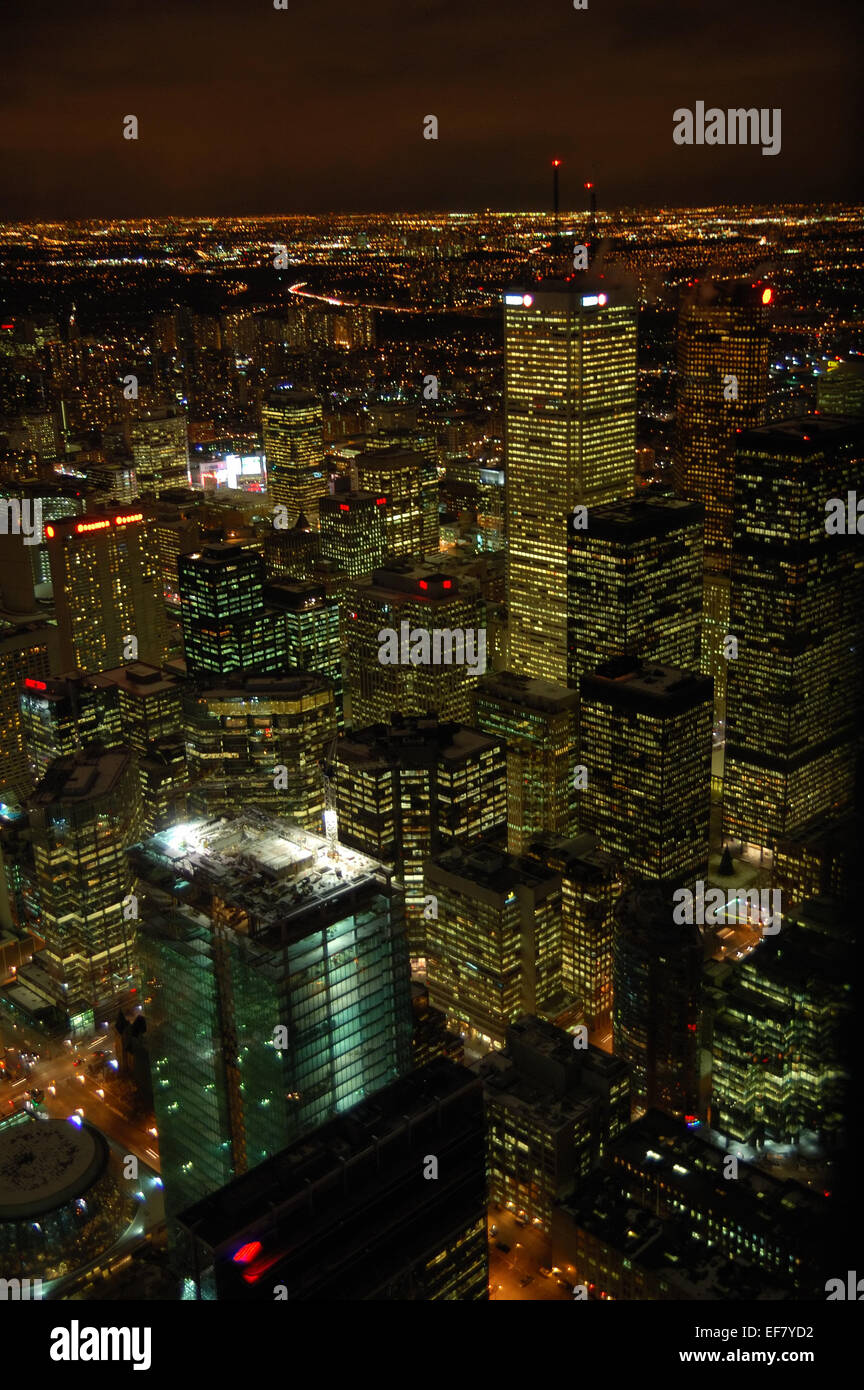 Top view of night Toronto downtown Stock Photo