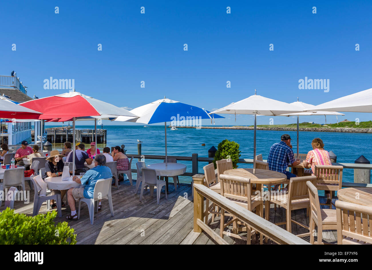 Waterfront restaurant at Gosman's Dock development, Montauk Harbor