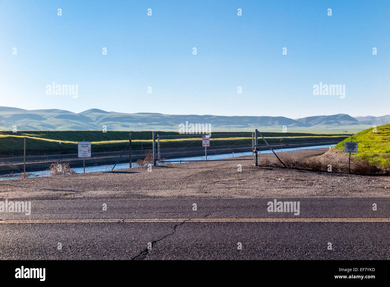 The California Aqueduct near Tracy California operated by the Department of Water Resources Stock Photo