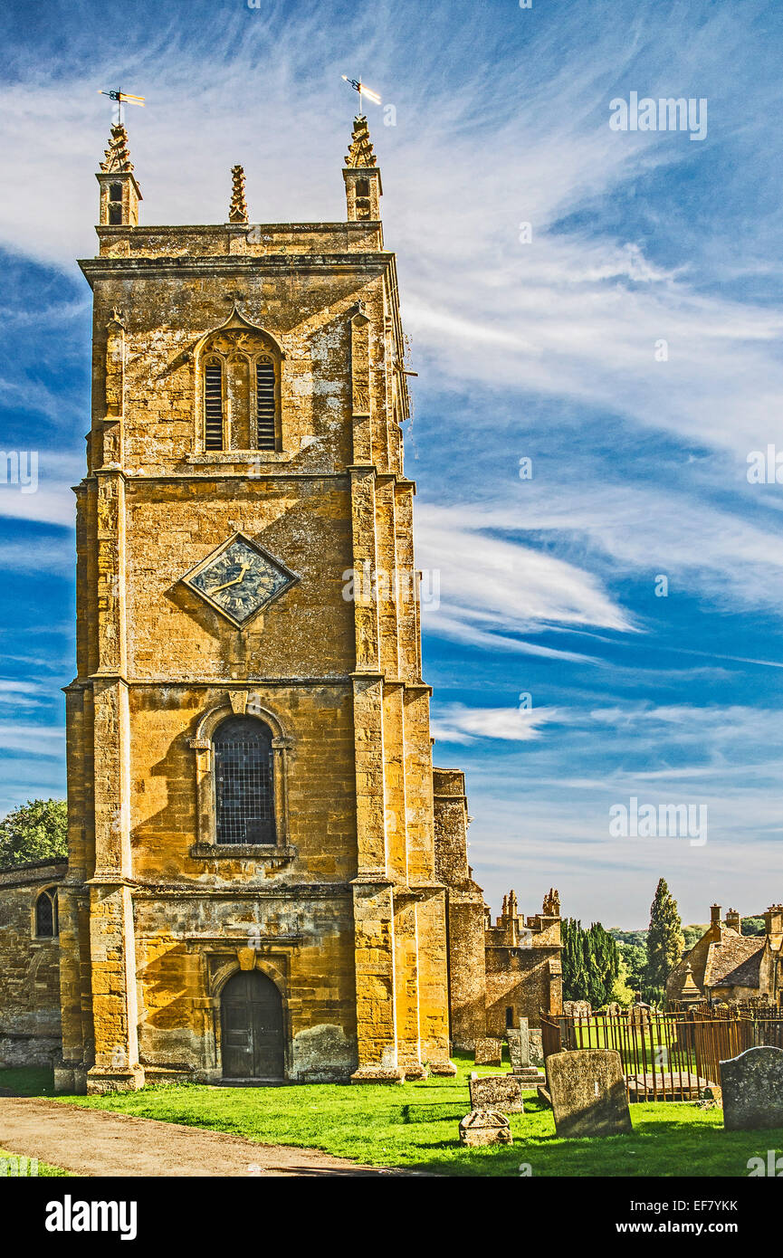 Church St. Peter and St. Paul in the  village of Blockley, Gloucestershire, England, UK, location of the tv series 'father Brown Stock Photo
