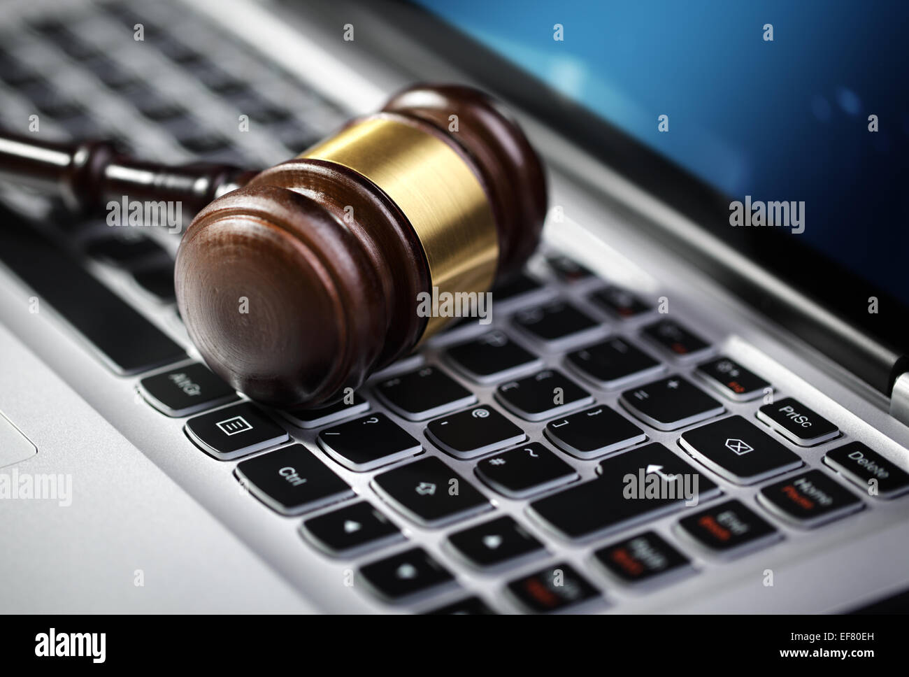 Judge gavel on computer hi-res stock photography and images - Alamy