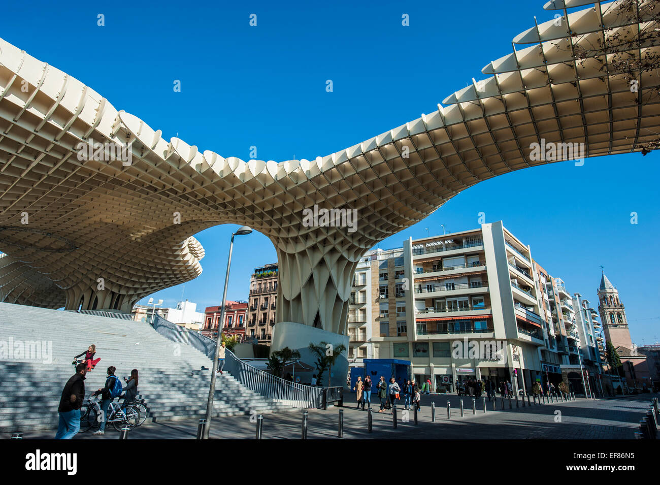 Metropol Parasol (Setas de la Encarnación), a wooden structure located in Seville, Andalusia, Spain. Stock Photo