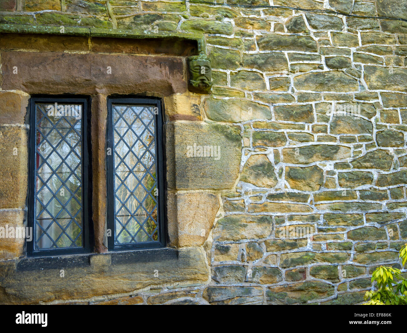 Mullion Window at Turton Tower a Jacobean House near Darwen in Lancashire Stock Photo