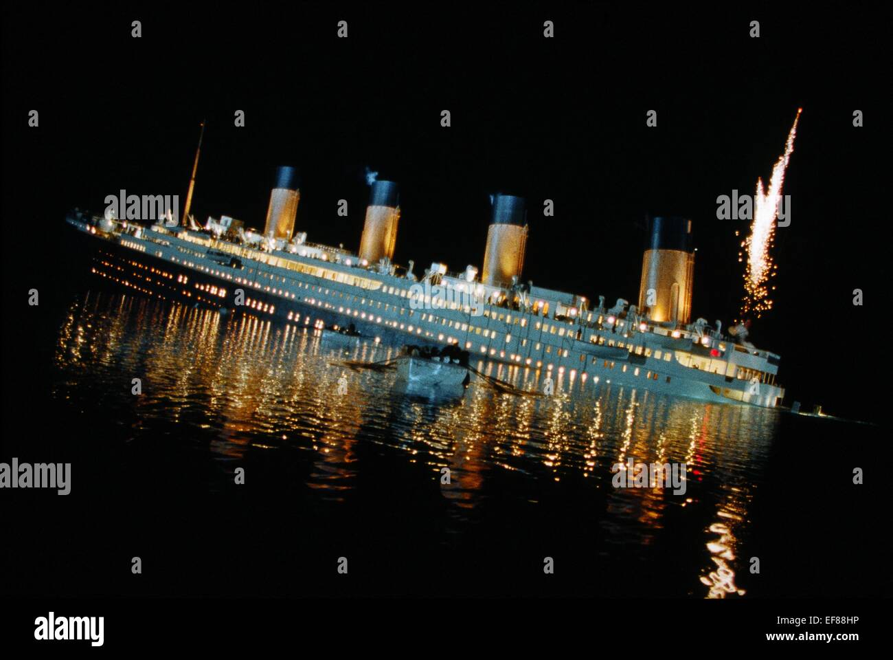 Lifeboats Flee Sinking Ship Titanic 1997 Stock Photo
