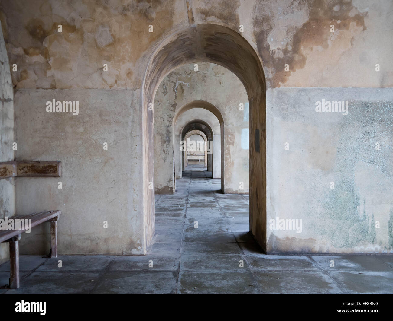 Arches beneath the hot walls and square tower, Old Portsmouth, England