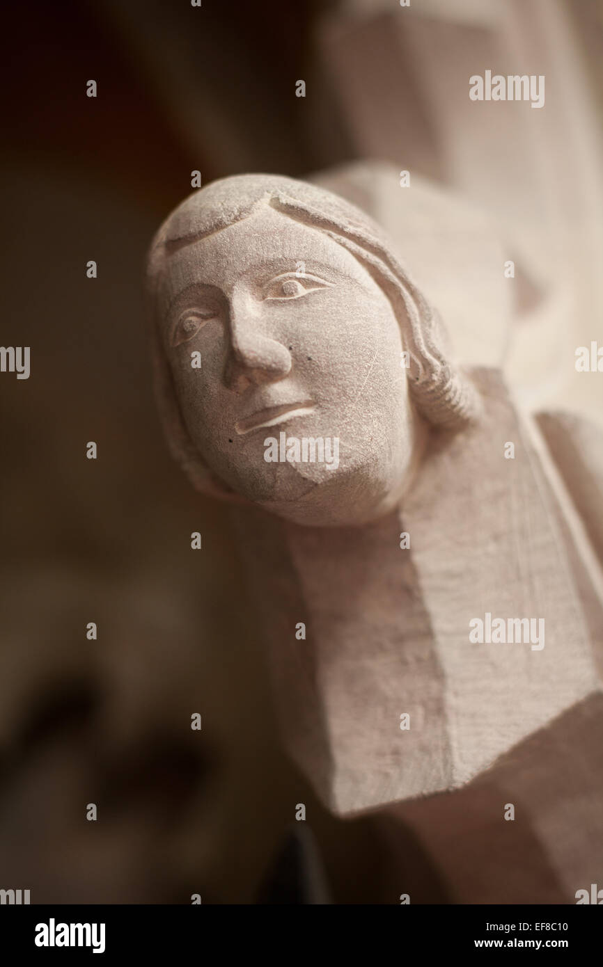 Carved heads around the ornate tomb of Henry Gower (13281347