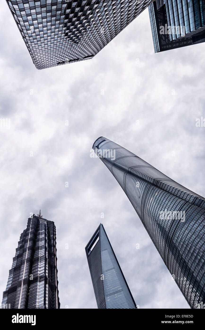 License available at MaximImages.com - Modern architecture skyscrapers of financial district abstract view, Lujiazui, Pudong, Shanghai, China Stock Photo