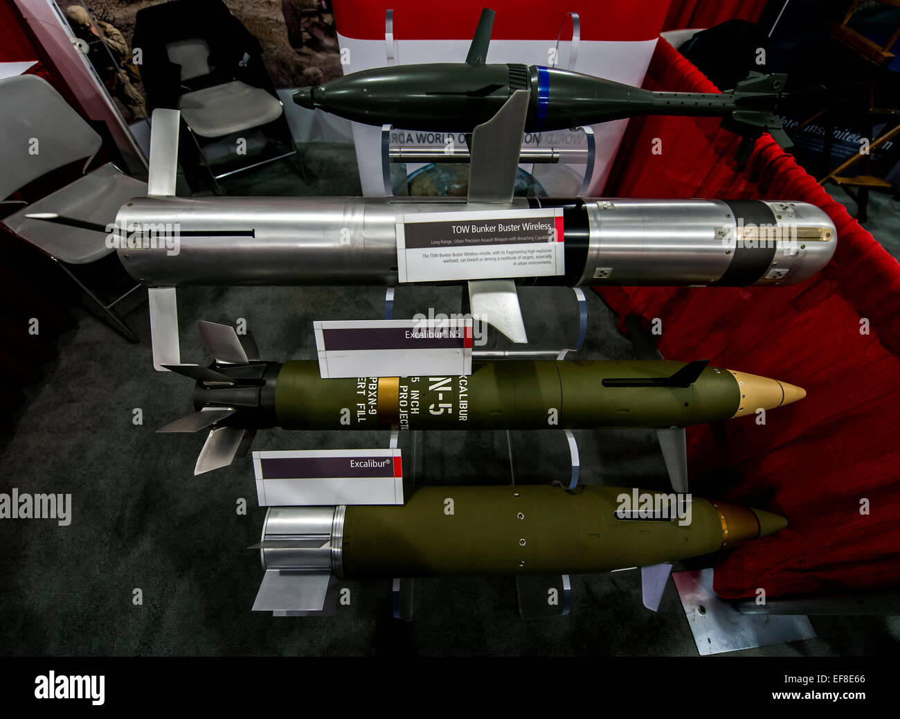 Camp Pendleton, California, USA. 28th Jan, 2015. Munitions by Raytheon are displayed during the Marine West Exposition at Camp Pendleton's Pacific Views Events Center. Founded in 1992, Marine West showcases the latest technologies and prototypes in military hardware for Marines and other military and civilian personnel. © Brian Cahn/ZUMA Wire/Alamy Live News Stock Photo