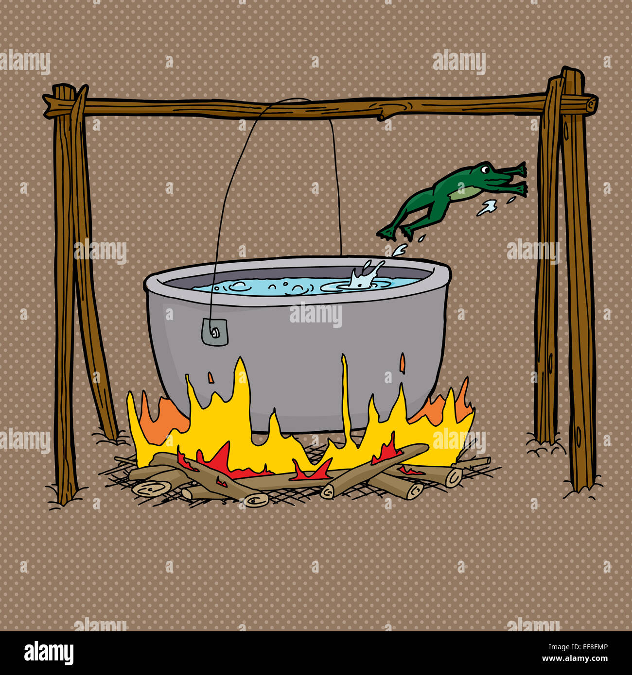 Cartoon Frog In Boiling Water