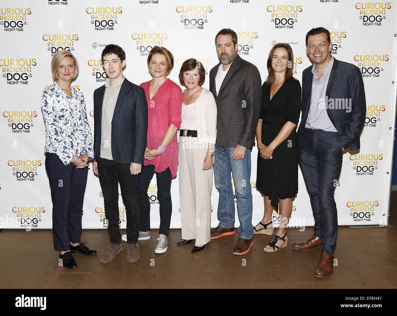Meet and greet with the cast and creative team of the National Theatre production of The Curious Incident of the Dog in the Night-Time at the New 42nd Street Studios.  Featuring: Marianne Elliott,Alexander Sharp,Francesca Faridany,Helen Carey,Ian Barford, Stock Photo