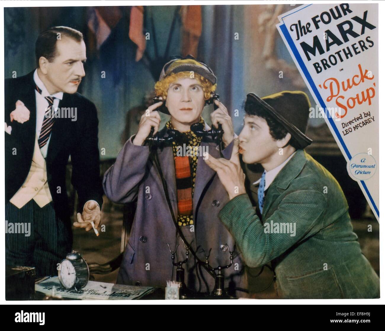 LOUIS CALHERN, HARPO MARX, CHICO MARX, DUCK SOUP, 1933 Stock Photo