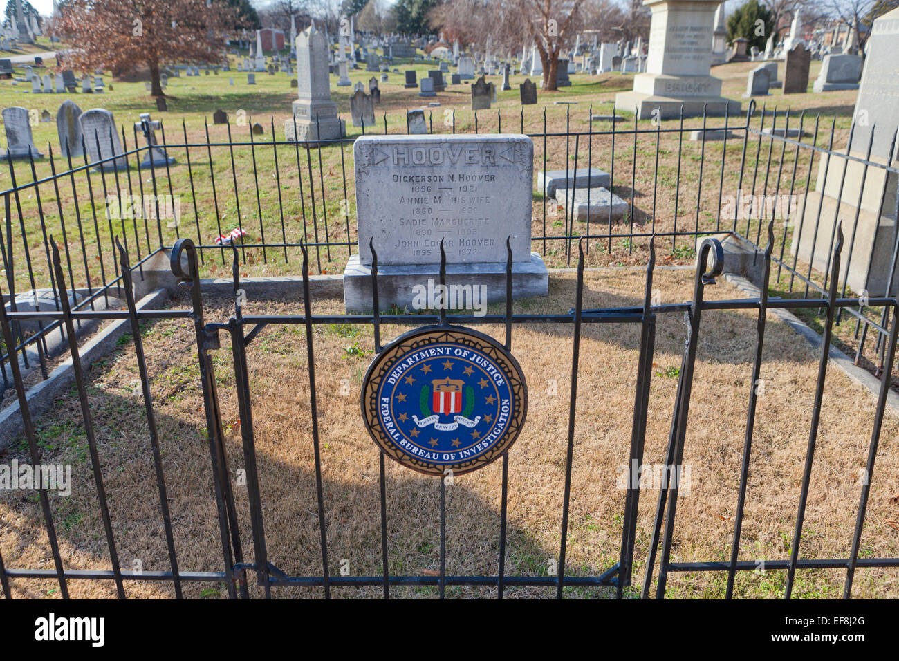 J Edgar Hoover's gravesite, Congressional cemetery - Washington, DC USA Stock Photo