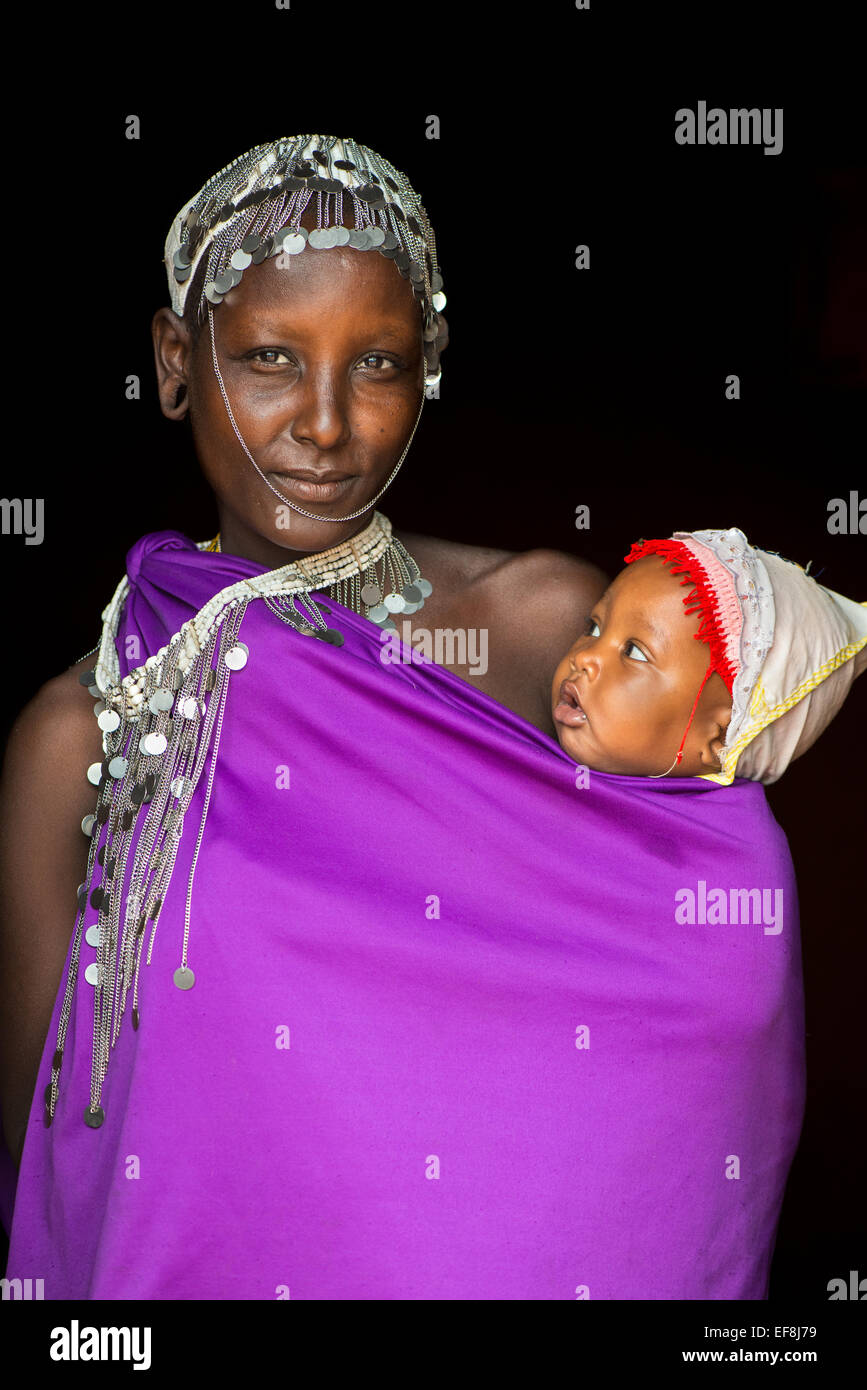 Masai Woman with a baby Stock Photo