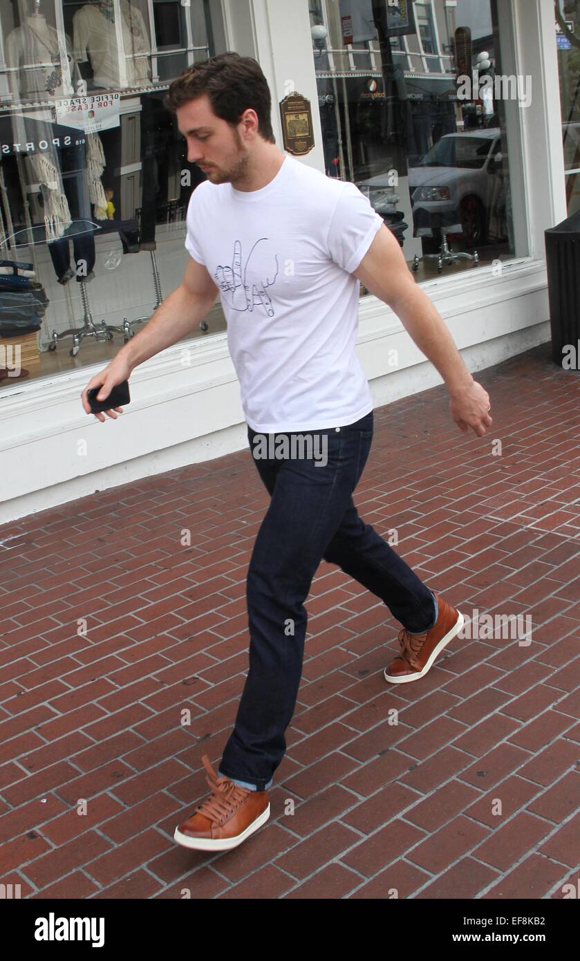 Aaron Taylor-Johnson out and about in San Diego during Comic Con 2014  Featuring: Aaron Taylor-Johnson Where: San Diego, California, United States When: 26 Jul 2014 Stock Photo