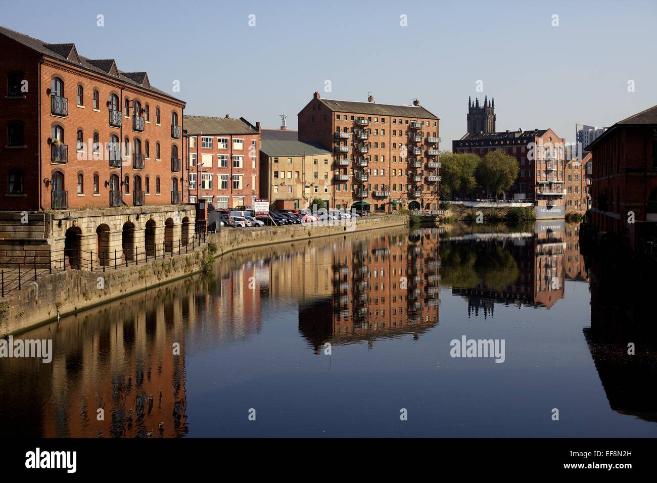 view of the River Aire running through Leeds City Centre Stock Photo ...