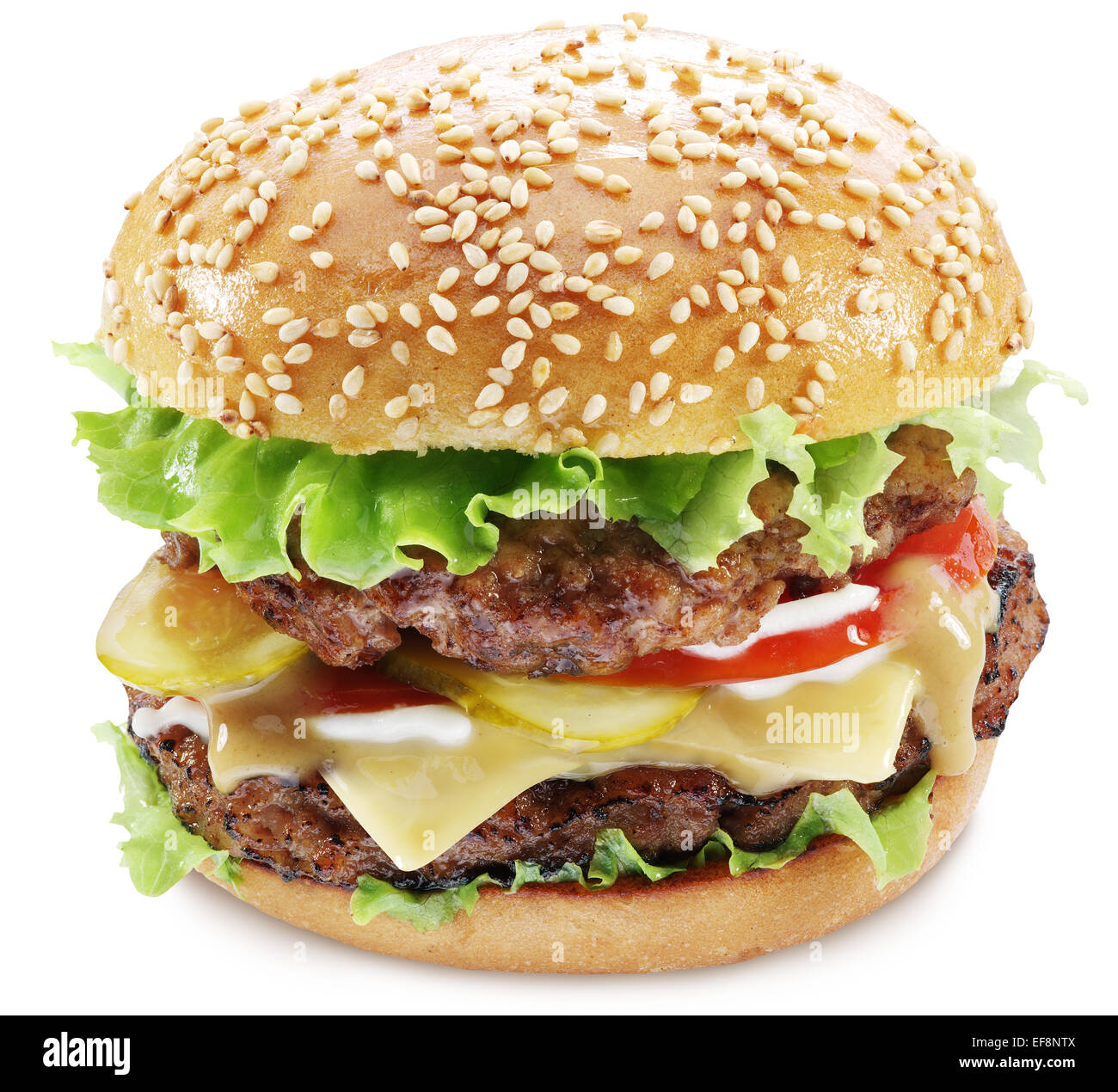 Hamburger isolated on a white background. Stock Photo