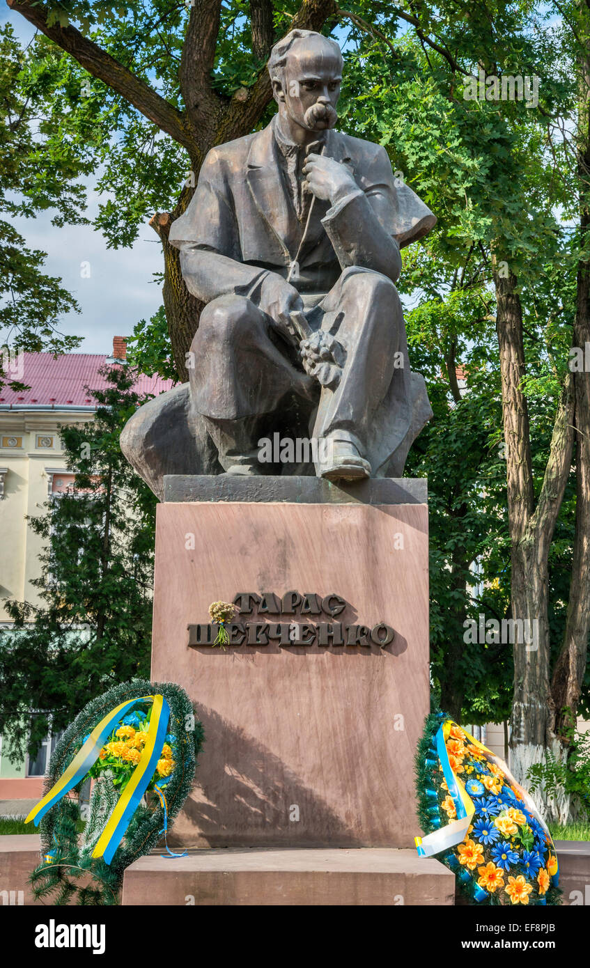 Taras Shevchenko, Ukrainian poet and writer, statue by Leo Mol, in Kolomyia, Prykarpattia region, Ukraine Stock Photo