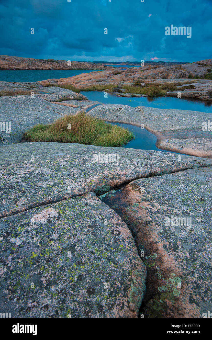 Rocks, coastline at Ramsvik, near Smögen, Bohuslän province, Västra Götaland County, Sweden Stock Photo