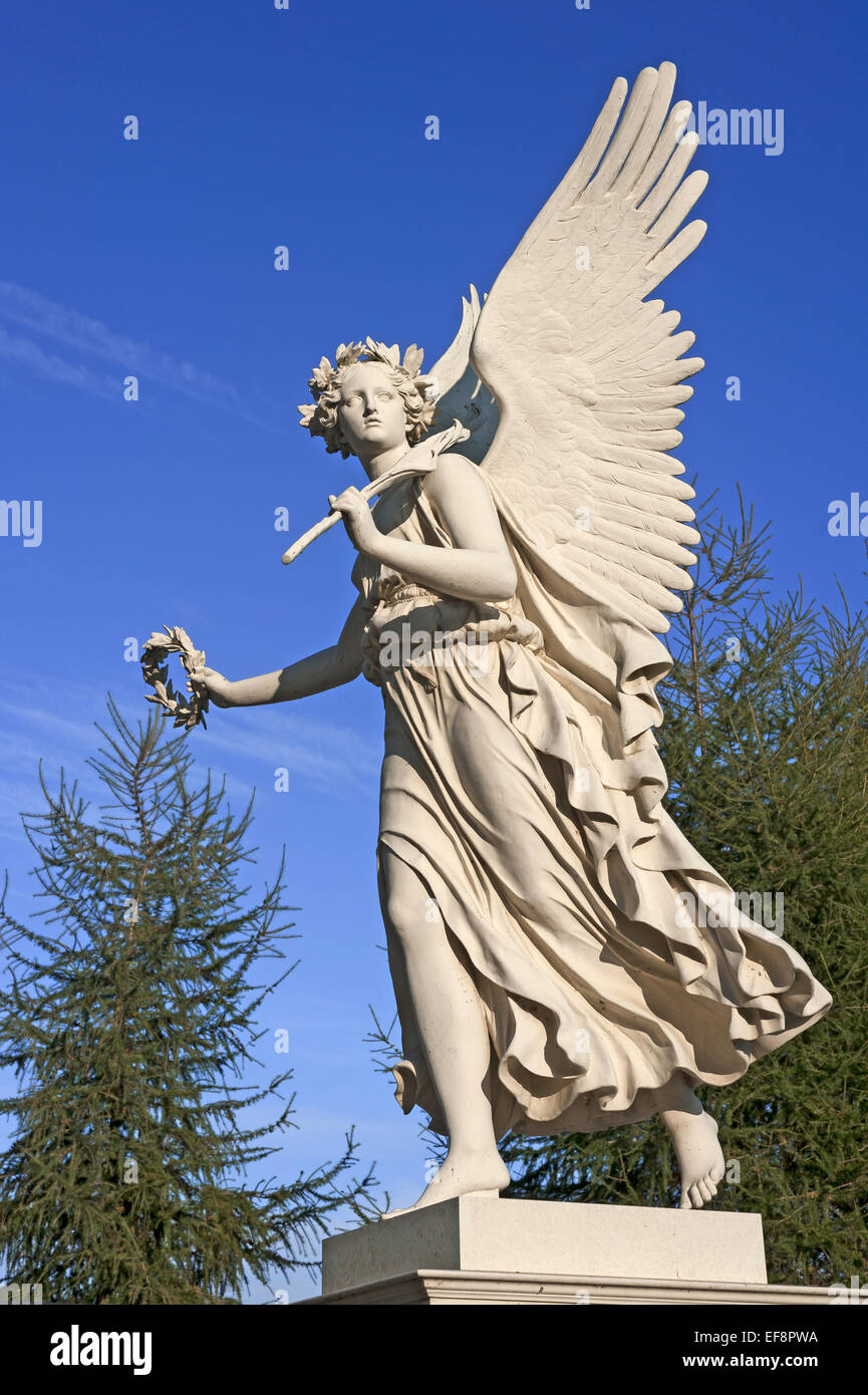 Floating Victoria sculpture, goddess of Victory, in the palace gardens ...