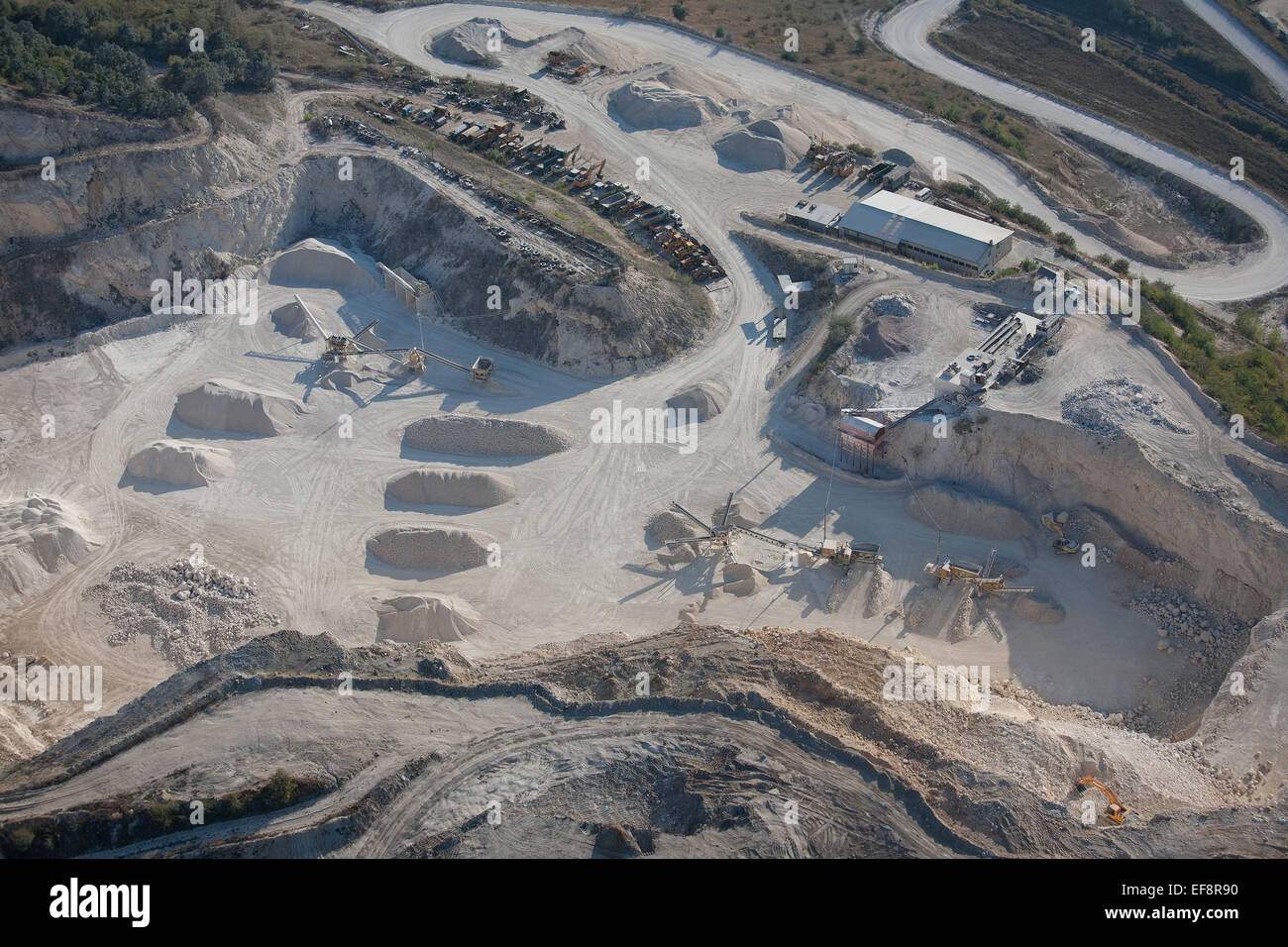 Aerial view of a limestone quarry Stock Photo Alamy