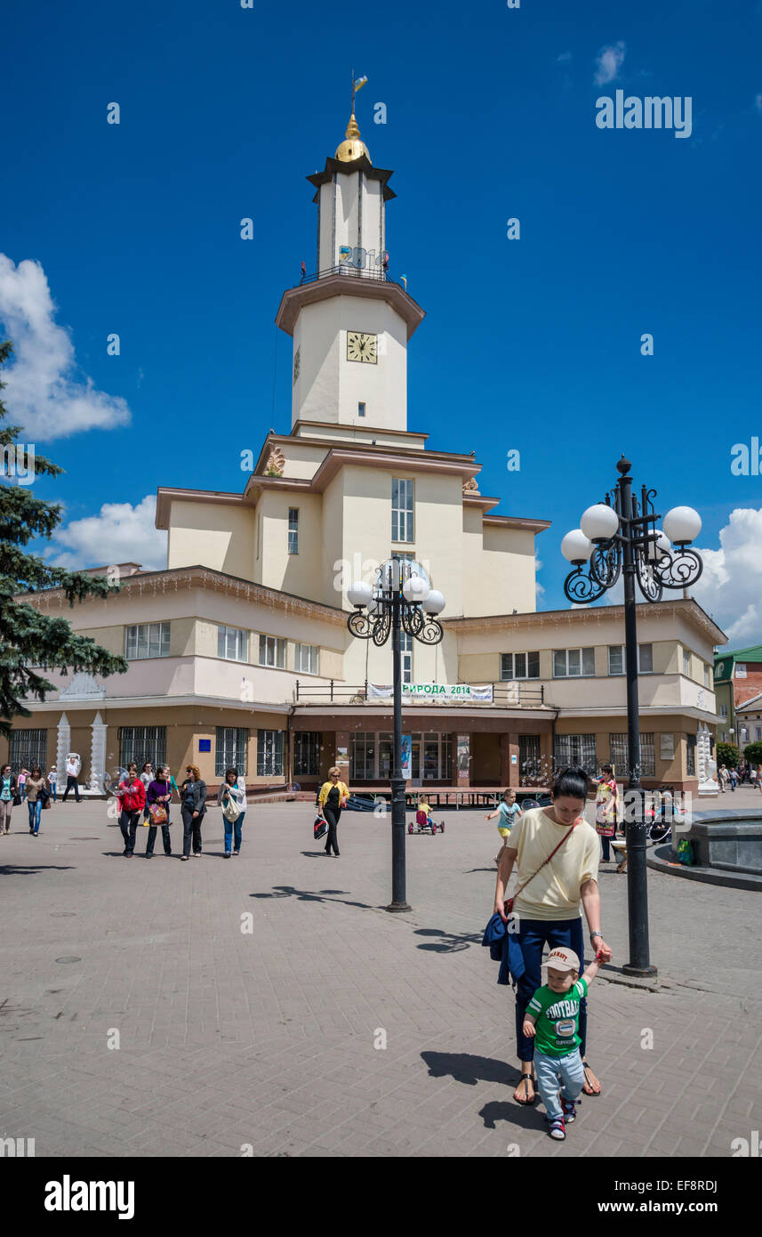 Ratusha (Town Hall) at Rynok (Market Square) in Ivano-Frankivsk, Ukraine Stock Photo