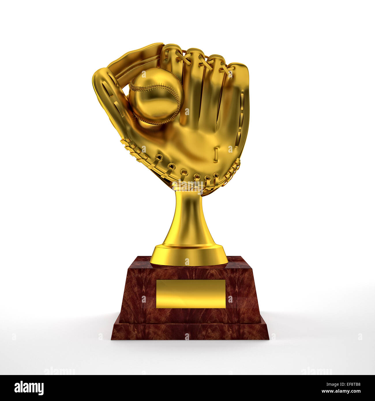 golden baseball glove trophy on white Stock Photo - Alamy
