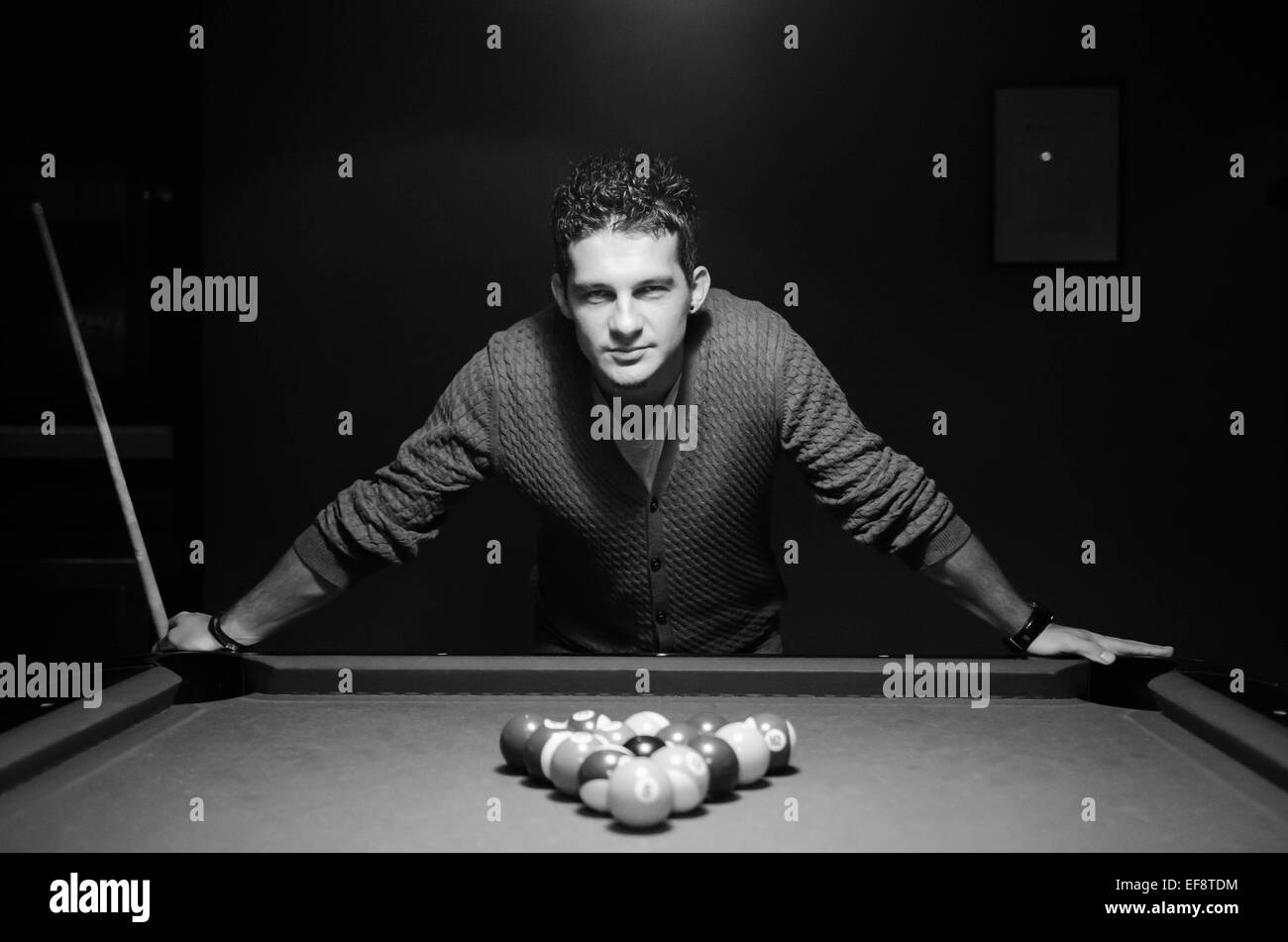 Portrait of snooker player Stock Photo