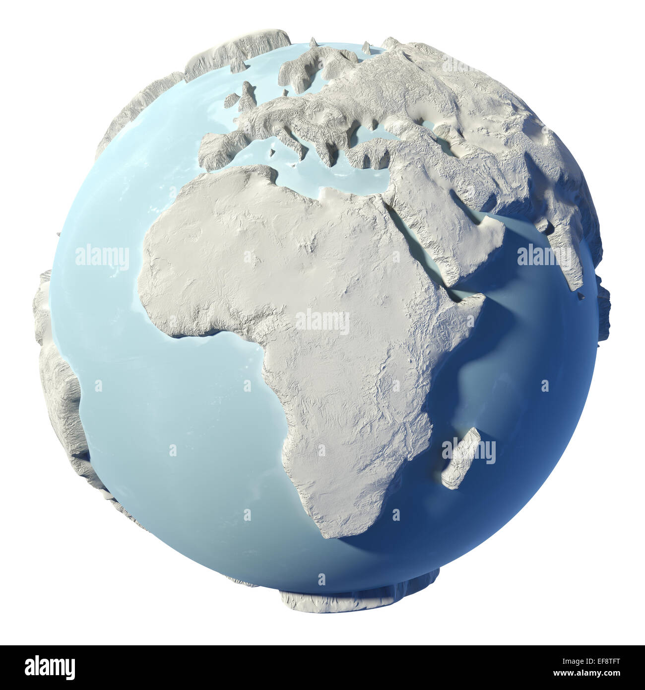 Winter earth isolated on white background. 3d render. Continent Africa. Elements of this image furnished by NASA Stock Photo