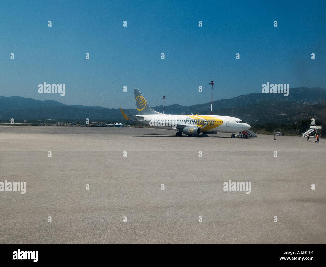A Primera Air Boeing 737 in Samos International Airport, Dodecanese