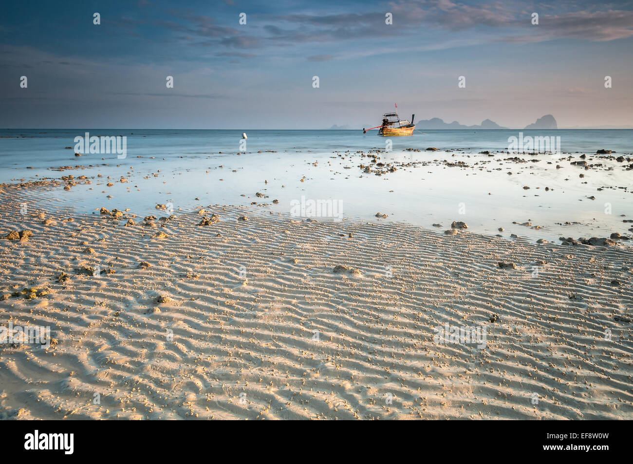Thailand, Trang, Amphoe sikao, Sandy beach at low tide Stock Photo