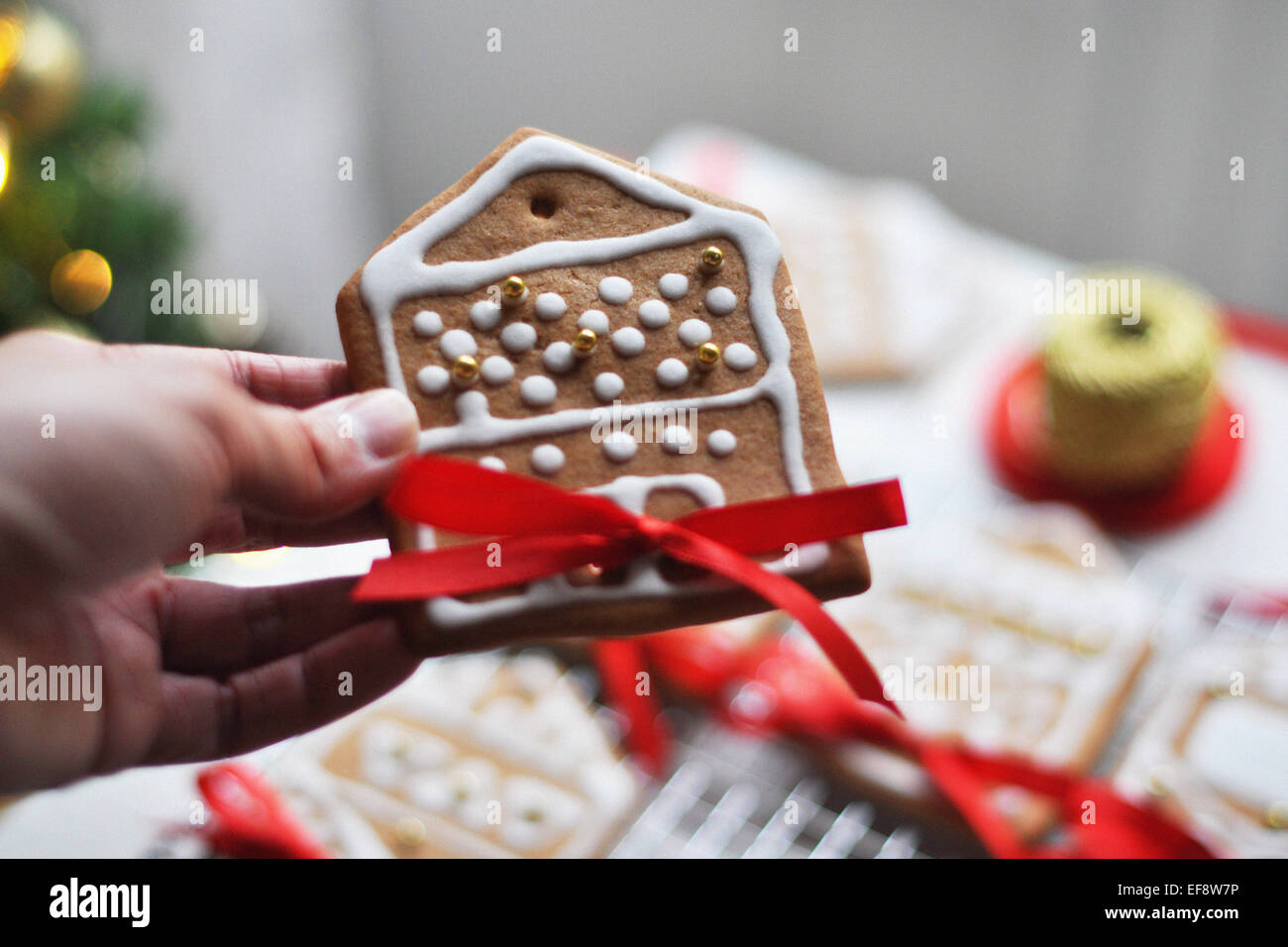 Decorating gingerbread Stock Photo