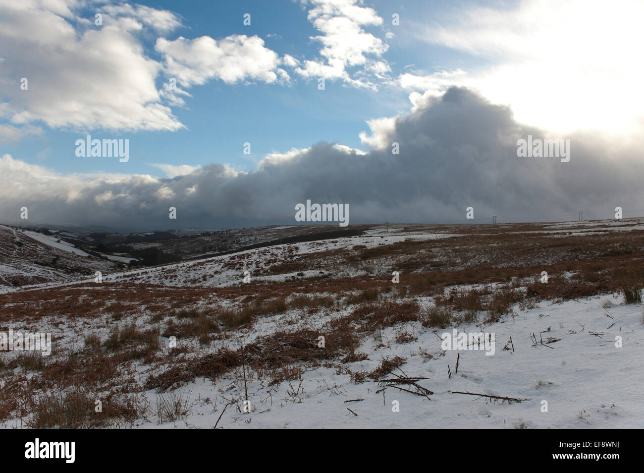Mynydd Epynt, Powys, Wales, UK. 29th January, 2015. Wintry landscape on the Mynydd Epynt high moorland range of hills in Powys, Mid Wales.  Credit:  Graham M. Lawrence/Alamy Live News Stock Photo