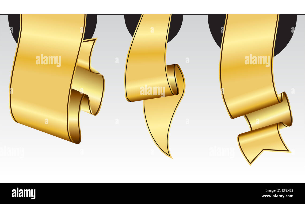 Gold ribbon collection isolated on white background Stock Photo - Alamy