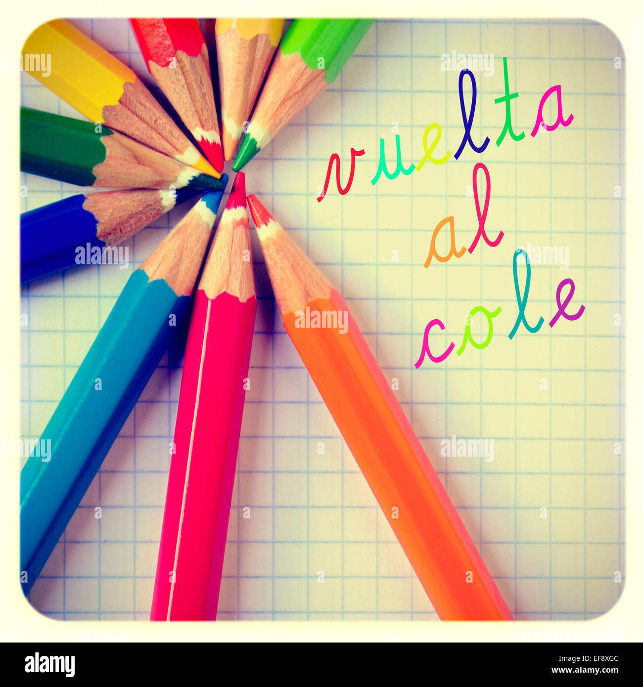vuelta al cole, back to school written in spanish, and some pencil