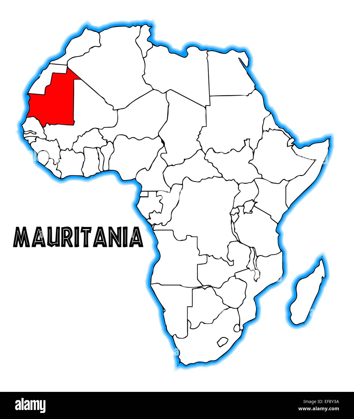 mauritania map of africa Mauritania Outline Inset Into A Map Of Africa Over A White mauritania map of africa