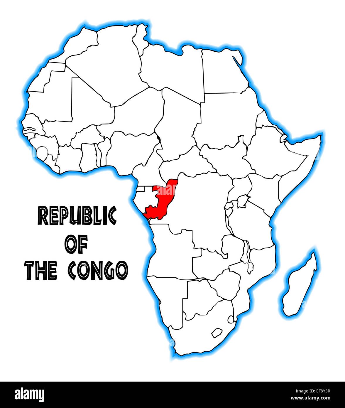 Republic Of Congo On Africa Map Republic Of The Congo Outline Inset Into A Map Of Africa Over A White  Background Stock Photo - Alamy