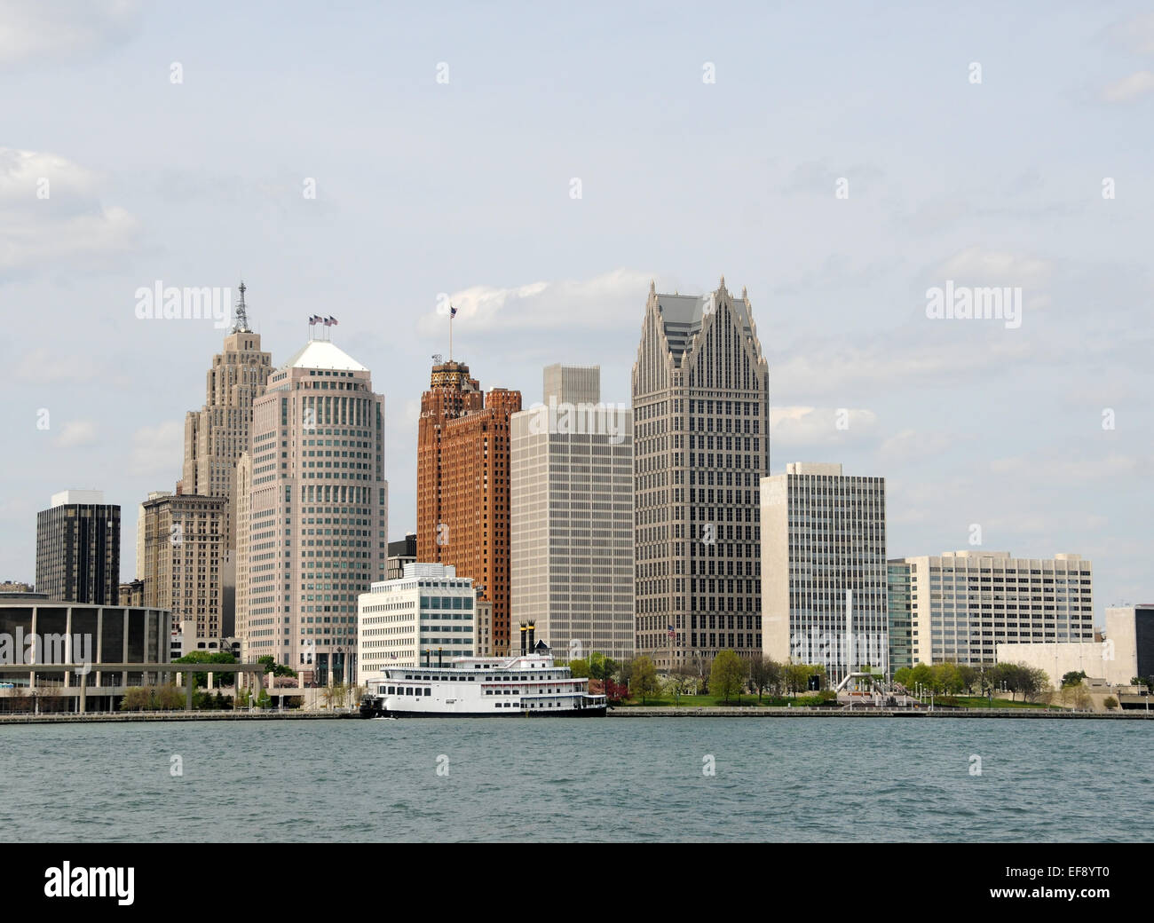 Waterfront view of Detroit, Michigan downtown Stock Photo Alamy