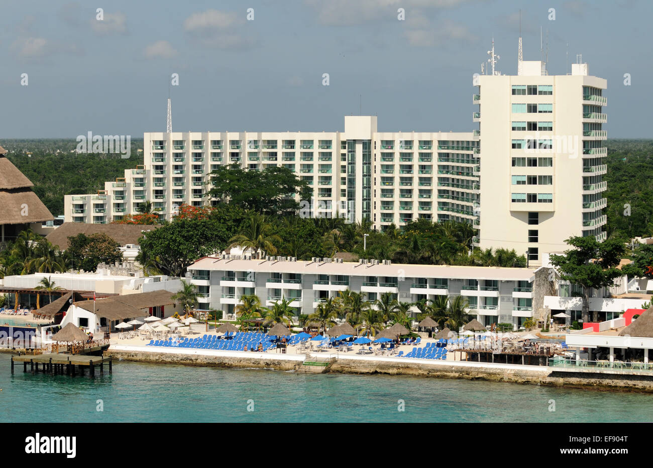 Luxury waterfront hotel in tropical destination COzumel Mexico Stock